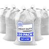 DURASACK Sacchi di sabbia resistenti con corde di legame, vuoti, in polipropilene, con 1600 ore di protezione UV, 35,6 x 66 cm, bianco, confezione da 20