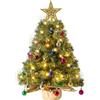 QLOFEI 60cm Mini Albero di Natale da Tavolo, con 50 LED Bianco Caldo e 50 Decorazioni Natalizie Fai da Te, Piccolo Albero di Natale Artificiale Montaggio Rapido per Tavola Soggiorno e Casa