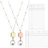 PATIKIL 2Pz Collana Portabadge Con Porta Id 301 Ufficio Tono Oro/Rosa Oro | Portabadge Retrattile Quadrato, Acciaio Inossidabile, Con Moschettone, per Collana, Con 2 Set Porta Id