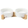 M-Pets Ciotole in Ceramica con Piedistallo in Bamboo Opera Design Bianco 2X850ML