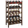 SMIBUY Portabottiglie in bambù, espositore per 20 bottiglie, 5 ripiani autoportanti per cucina, dispensa, cantina, bar (noce)