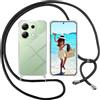 ISOI Cover con Cordino per Xiaomi Redmi Note 13 4G, Custodia Trasparente con Collana Tracolla Laccio Collo Ultra Sottile Morbido TPU Silicone Antiurto AntiGraffio Antiscivolo Case, Nero