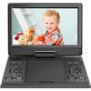YOOHOO Lettore DVD portatile da 14,9 con schermo HD da 12,1, batteria ricaricabile, supporto per trasmissione USB/SD/AV, schermo Sync TV/proiettore, nero, YOOHOO