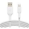 BELKIN - Cable tressé Lightning vers USB-A - 2m - Blanc