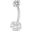 NovaNavel Piercing ombelico tre diamanti in argento
