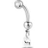 NovaNavel Piercing ombelico goccia pendente bianca in argento
