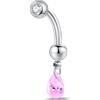 NovaNavel Piercing ombelico goccia pendente rosa in argento