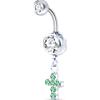 NovaNavel Piercing ombelico croce deluxe verde in argento