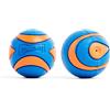 Chuckit! Chuck It! Palla per cani ultra squeaker, giocattolo galleggiante in gomma resistente ad alto rimbalzo, compatibile con piccoli lanciatori, blu e arancione, piccola, confezione da 2