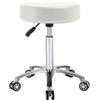 Antlu Sgabello regolabile con rotelle per lavoro cucina salone, ergonomico sgabello girevole (bianca)