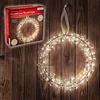 The Christmas Workshop 89060 - Ghirlanda luminosa con gemme di cristallo, 100 LED a luce bianca calda, diametro 40,6 cm, funzionamento a batteria, nastro per appendere incluso, cornice argentata,