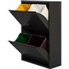 JOBGAR Pattumiera e riciclaggio Metallico a 4 scomparti, 4x17L (68L) Nero opaco PAT 4