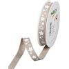 Halbach Seidenbänder Nastro natalizio 15 mm x 15 m, nastro per regali, nastro con stelle stampate e bordi in lino, colore: line/bianco, 709
