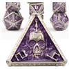 willmove Set di Dadi in Metallo di Mystery Skull per Dungeons and Dragons, Cthulhu DCC - Accessori Unici per Giochi di Ruolo di Magia RPG, Regali (viola)