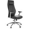 AMSTYLE Sedia da ufficio in vera pelle nera Sedia da scrivania X-XL 120 kg Meccanismo sincronizzato Poltrona direzionale Poggiatesta alto