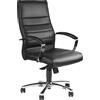 Topstar Sedia girevole da ufficio, seduta LxPxA 480x500x420-550 mm, schienale alto 680 mm, meccanismo oscillante, pelle nera, braccioli inclusi