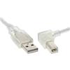 InLine® Cavo USB 2.0 A maschio / B maschio, 5m, Angolato Destra, trasparente