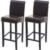 Mendler set di 2 sgabelli da bar HWC-C33, sgabello da bar, legno ~ marrone, gambe scure, pelle