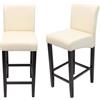 Mendler set di 2 sgabelli da bar HWC-C33, sgabello da bar, legno ~ crema, gambe scure, pelle