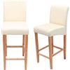 Mendler set di 2 sgabelli da bar HWC-C33, sgabello da banco, legno ~ crema, gambe chiare, pelle