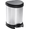 Curver Cestino Curver DECO BIN, 15 litri, argento/nero, per rifiuti, con pedale