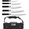 Kai Europe GmbH Kai Wasabi Black Messertasche mit 5 Messer, Messeraufbewahrung, Messeretui, DM-0781EU67