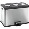 Basic EKO - Pattumiera a pedale Rejoice Recycling 12+12+12 litri - Acciaio inox Plastica - Acciaio inox opaco