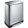 Eko-Europe Cestino rettangolare a pedale da 50 litri, EKO - Acciaio inox opaco