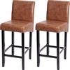 Mendler set di 2 sgabelli da bar HWC-C33, sgabello da banco, legno ~ Similcuoio scamosciata, gambe scure, tessuto/tessuto