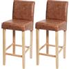 Mendler set di 2 sgabelli da bar HWC-C33, sgabello da banco, legno ~ Similcuoio scamosciata, gambe chiare, tessuto/tessuto