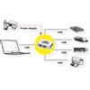 ROLINE Hub USB 2.0 ROLINE "Black and White", 4 porte, con alimentatore