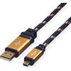 ROLINE Cavo USB 2.0 ROLINE GOLD, tipo A - Mini a 5 pin, blister di vendita, 3 m