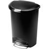 simplehuman Cestino a pedale semicircolare da 50 litri, plastica nera - 12,1x12,1x47 cm; CW1355