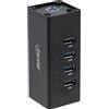 InLine Hub InLine® 35395A USB 3.0 in alluminio, 4 porte, nero, con alimentatore da 2,5A