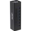 InLine® 35395B Hub USB 3.0 7 porte alloggiamento in alluminio nero con alimentatore da 2,5A