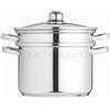 KitchenCraft World of Flavours - Cuocipasta con scolapasta e cestello per la cottura a vapore, confezione regalo, fornello a induzione, acciaio inox, 4L