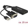 Delock Adattatore Delock da VGA + audio a HDMI con cavo nero