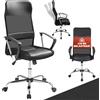 Casaria Sedia da Ufficio Girevole Ergonomica Schienale Alto Regolazione Altezza Seduta 46-60 cm Funzione Basculante Supporto Lombare e Poggiatesta Sedie da Scrivania