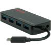 ROLINE Hub ROLINE USB 3.2 Gen 1, 4 vie, cavo di collegamento di tipo C