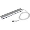StarTech.com Hub USB 3.0 compatto a 7 porte con cavo integrato - Hub USB in alluminio - Argento - Interruttore USB per la condivisione di periferiche - 7 x SuperSpeed USB 3.0 - Desktop