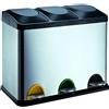 Bergner Cestino a pedale in acciaio inox Protenrop Cestino per rifiuti 3 contenitori Cestino per rifiuti PT-9338
