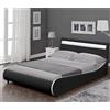 corium Letto imbottito LED 'Valencia' 140x200cm nero con bordo bianco