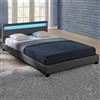 corium Letto imbottito LED 'Paris' 140x200cm grigio scuro