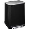 EKO - Cestino a pedale E-Cube 50 litri - Acciaio inox Plastica - Nero, acciaio inox opaco
