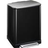 EKO - Cestino a pedale E-Cube 28+18 litri - Acciaio inox Plastica - Nero, acciaio inox opaco