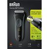Braun Series 3 3000S rasoio da uomo, funzionamento a rete/batteria, lavabile