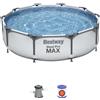 Bestway Set piscina Bestway® Steel Pro MAX™ Frame con pompa filtro Ø 305 x 76 cm, grigio chiaro, rotondo