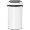 Brabantia Mülleimer Touch Bin, Abfalleimer, Müllbehälter, Abfallbehälter, Stahl, White, 60 L, 108686