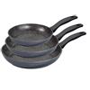 Stoneline Set di 3 padelle Stoneline 6882, diametro 16/20/24 cm, adatto per piano cottura a induzione, manico fisso, grigio