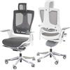Mendler Sedia da ufficio MERRYFAIR Wau 2, sedia da tavolo girevole, imbottita/mesh, ergonomica ~ nero-grigio